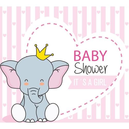 BIEPOTO Pink baby shower for girl elephant photography backdrop photo background cake dessert table banner photo booth prop b167