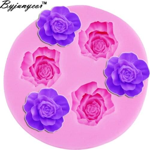 Byjunyeor F1012 3D Rose Epoxy UV Resin Silicone Mold Mini Mould For Candy,Chocolate,Ice,Cake Tools