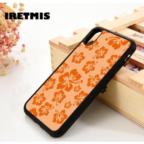 Iretmis 5 5S SE 6 6S Phone Case Cover for iPhone 7 8 Plus X Xs 11 12 MINI Pro Max XR Orange Hibiscus Flower Tropical Hawaiian