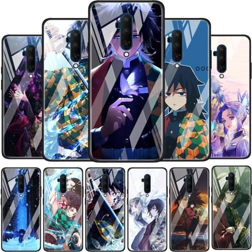 Demon Slayer Tomioka Giyuu Tempered Glass Cover For OnePlus Z 7 8 9 7T 8T 9R Nord 5G Pro Silicone Phone Case Coque