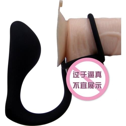 Black Anal Dildo Anal Plug Strap On Dildo butt plug Male Prostate Massager with Cockring Anal Beads Sex Toys For Couples Men