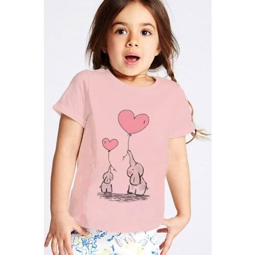 Novelty Summer Boys Clothes Floral Elephant Mother Print Kids T Shirt Casual Girls Tops Fashion Toddler Girl T-shirt Short Shirt