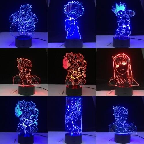 HUNTER x HUNTER Gon and Killua Zoldyck Zero Two Figure Nightlight Academia Shoto Todoroki Light Fans 3d Lamp Anime Gift