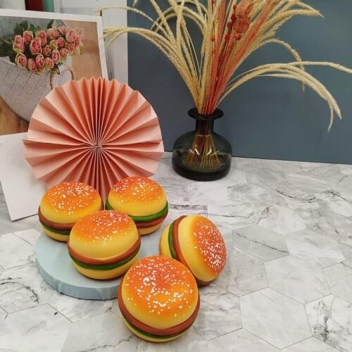 T5EC Fidget Ball Squeeze Toy Realistic Food Hamburger Party Favors Pressure Release Vent Ball for Kids Adults ADD OCD Therapy