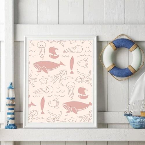 Fashion marine organism Wall Art Inspirational Canvas Painting Picture Decoratie Woonkamer Bedroom Nursery Decoration