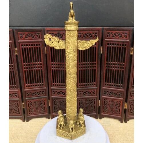 China brass Tiananmen Dragon Column crafts statue
