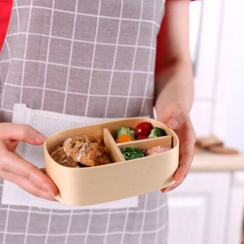 Creative Japanese wooden lunch box single-layer student takeaway lunch box