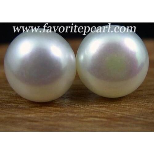 Favorite Pearl Earrings Big Size AAA 10-10.5mm White Color Natural Freshwater Pearl Stud Earrings Hot Sale Classic Girl Jewelry