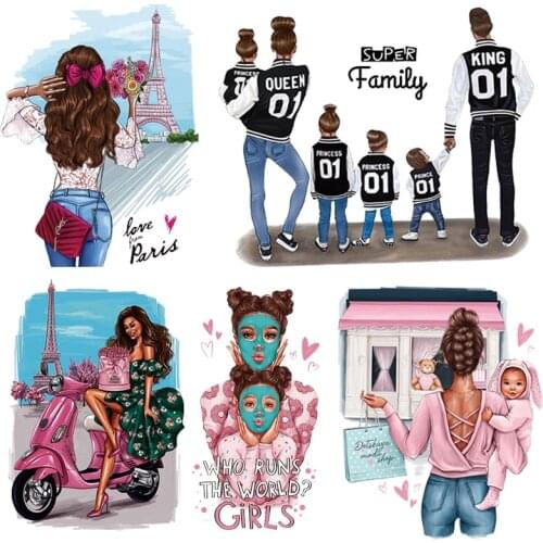 Pulaqi Fashion Girl Iron On Transfer Hiking Patch On Clothes Iron On Patches For Clothing DIY Applique T-shirt Cloth Sticker Set