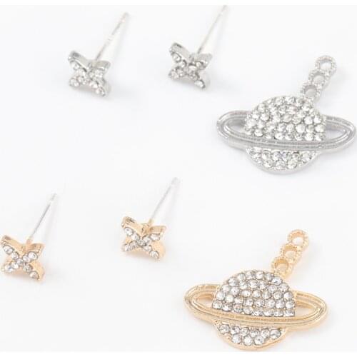 Fashion Metal Acrylic Planet Shape Asymmetrical Earrings Womens Creative Pop Party Accessories Dangle Earrings