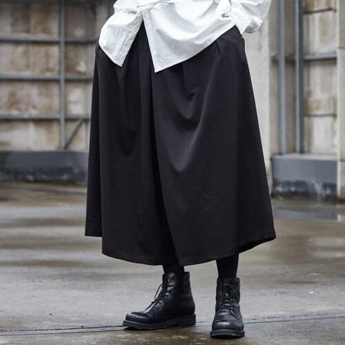 Mens nine minutes trousers spring and summer new mens loose skirt trousers black mens and womens style yamamoto style