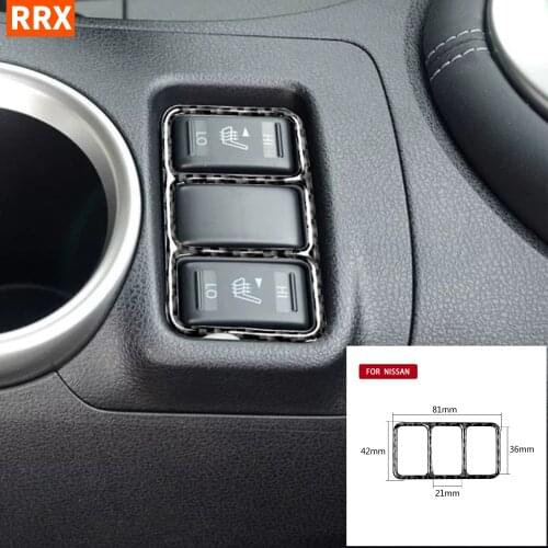 For Nissan 370z z34 2009-2020 Carbon Fiber center console Sticker Seat heating button Frame Cover Trim Interior Car Accessories