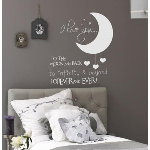 I Love You To The Moon And Back Wall Sticker For Kids Room Nursery Decor Baby Room Wall Art Mural Removable Bedroom Decor X83