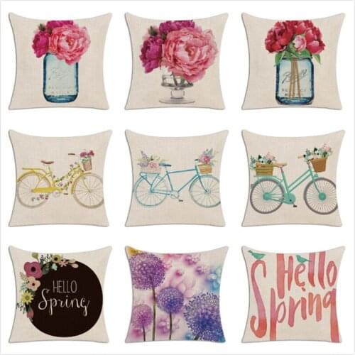 Hello Spring Cushion Cover Throw Pillow Case Nordic Pillow Cover Decorative Home Car Sofa Pillowcase 45*45cm Housse De Coussin
