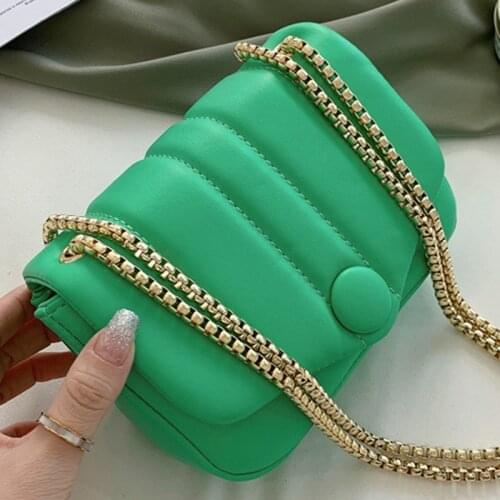 Solid Color Flap Shoulder Crossbody Bags For Women PU Leather Womens Designer Simple Chain Handbag Female Travel Messenger Bag