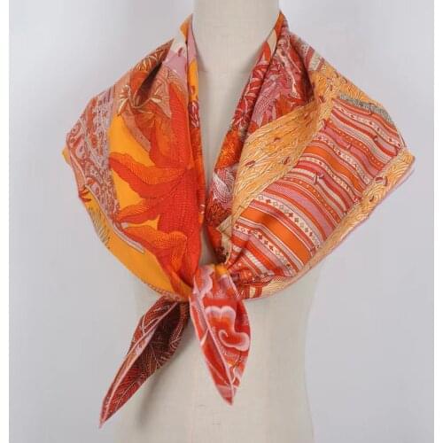 35" Large Square 100% Silk Shawl Wraps Women Fashion Print Scarf Neckerchief Necktie
