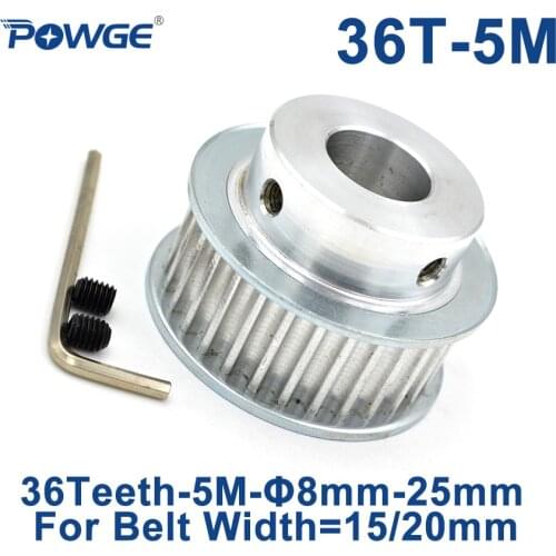POWGE 36 Teeth HTD 5M Synchronous Pulley Bore 8/10/12/14/15/16/17/19/20/22/25mm for Width 15/20mm HTD5M Timing Belt 36Teeth 36T