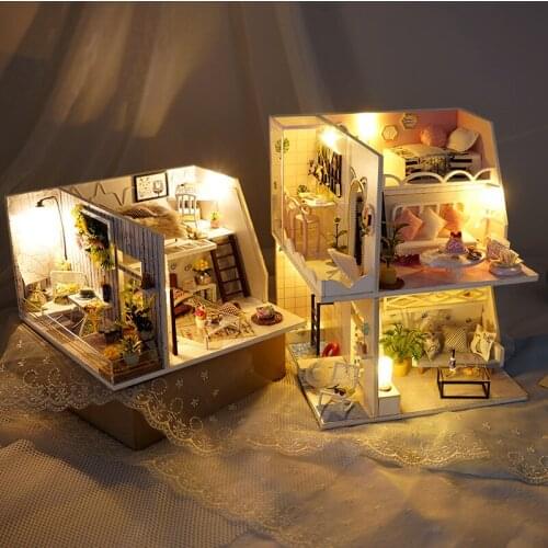Creative DIY Doll House Penthouse Miniature Toy Model Hand-Assembled Furniture, Birthday Gifts For Friends and Children