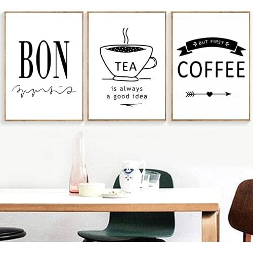 Delicious Food Quotes Nordic Poster Coffee Tea Wall Art Canvas Painting Minimalist Wall Pictures Poster Kitchen Decor Unframed