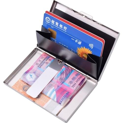 Slim Business Credit Card Box Cover Men Fashion Stainless Steel Card Holder Case Aluminum Purse Women housekeeper Card Wallet