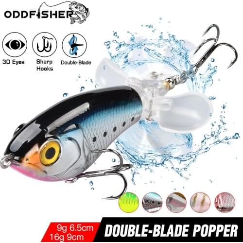 Whopper Popper Fishing Lure For Carp Pike Topwater Floating Double Propeller Soft Rotating Tail Hard Bait Bass Swimbait 9g 16g