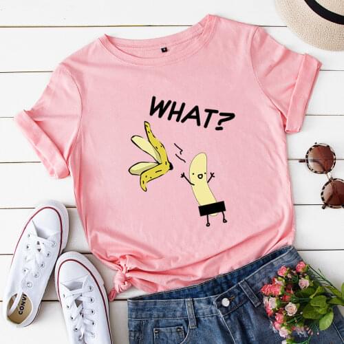 Funny Naked Banana Fruit What Graphic Tees for Women Cotton Short Sleeve Tee Woman T-Shirts Female Shirt Tops Summer Clothes