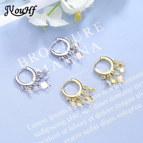 JYouHF Luxury Hoop Earrings for Women Female Korean Fashion Gold Silver Color Star Tassel Earrings Party Birthday Jewelry Gift