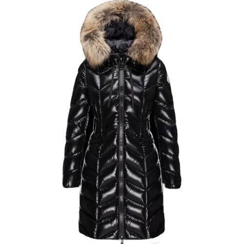 Large Raccoon Fur Collar Hooded Womens Winter Down Jacket 90% White Duck Down Coat Female Thick Long Warm Puffer Jacket Abrigos