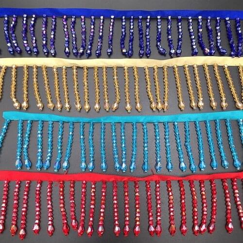 10yards crystal glass ribbon fringle tassel lace code clothing decoration diy accessories