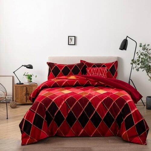 2/3pcs Vintage Bedding Set Plaids Printing Duvet Cover Sets 1 Quilt Cover + 1/2 Pillowcases US/EU Size Twin Full Queen King