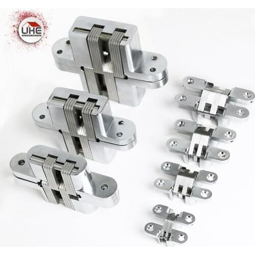 2pcs/Lot Stainless Steel Hidden Hinges Cross Seven Size Invisible Concealed Folding Door Hinge For Kitchen Furniture Hardware