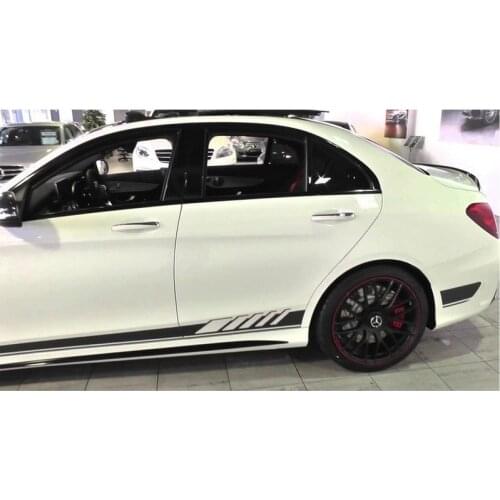 2pcs Matte Black Car Side Body Decoration Sticker for Mercedes Benz AMG W204 W211 W210 CLK C180 E200 CLA GLC A B C E S Class