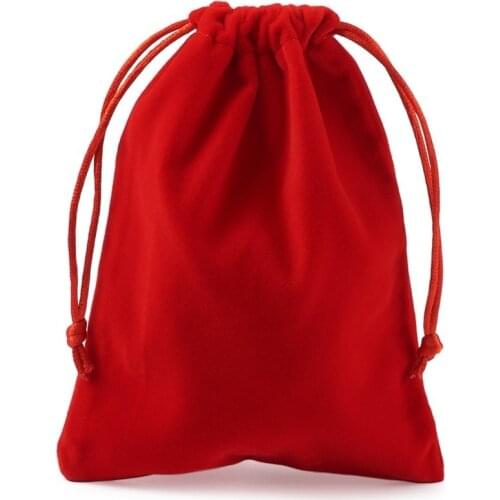 20pcs Jewelry Bags Velvet Pouches for Jewelry/Gift Packaging Decoration Black/Dark Red Drawstring Adjustable Pouches 16x12cm