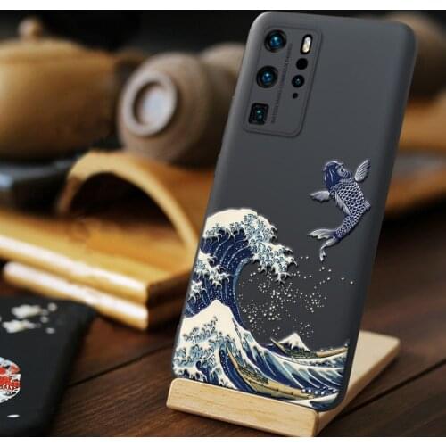 3D Wave Phone Case For Huawei P30 P40 P20 Lite Case Cover For Fundas Huawei P20 P30 P40 Pro Plus P40LITE P30LITE Case Black Cute
