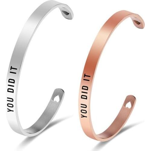 6MM Bracelet YOU DID IT Bracelet Stainless Steel Cuff Bangle for Women Men Inspirational Jewelry Graduation Gift pulseras mujer