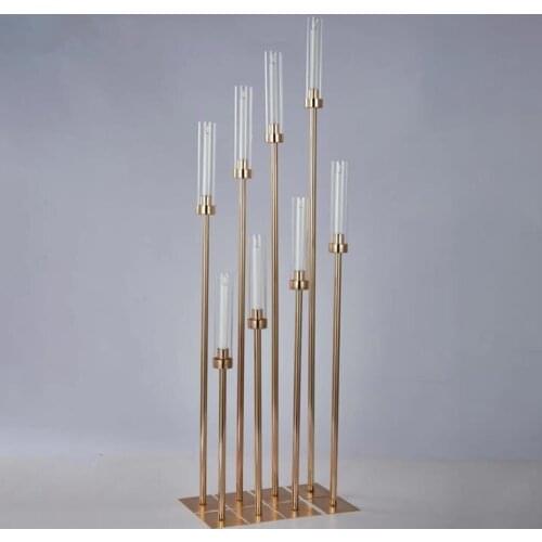 8 Heads Metal Candle Holders DIY Pattern Candlestick Wedding Table Centerpiece Candelabra Pillar Stand Road Lead Party Decor SN