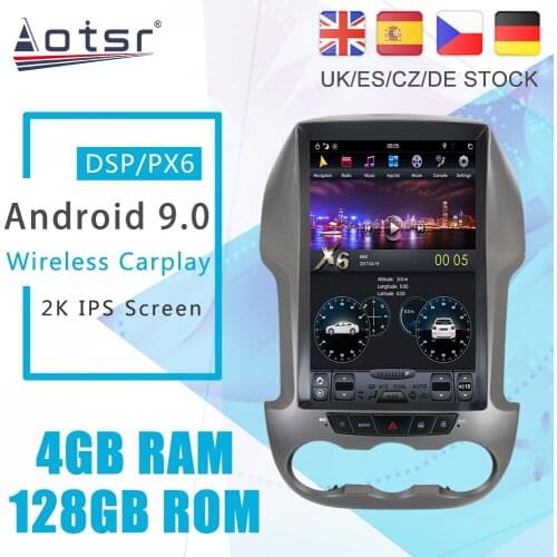 Android 9 128G PX6 Tesla Styel Screen For Ford Ranger 3 2011 - 2016 Radio Stereo Car Multimedia Player DVD GPS Navigation