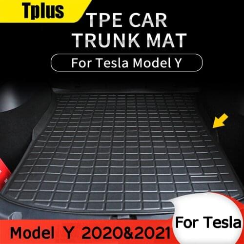 Tplus Car Front Luggage Mat And Trunk Mat Are Suitable For Tesla Model Y 2020-2021 TPE Waterproof And Dustproof Storage Kit