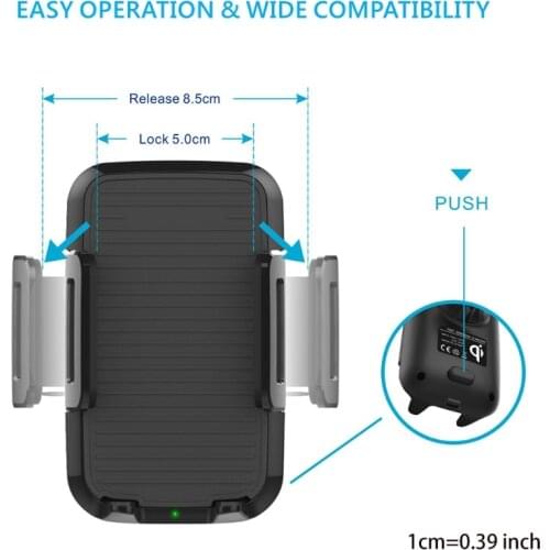 Wireless Car Charger 10W Qi Fast Charging Auto Clamping Car Charger CD-Slot Phone Holder Mount Non-slip Car Bracket