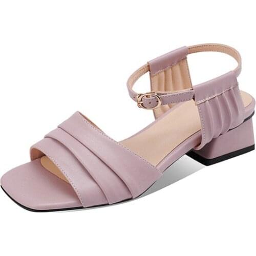 Big Size Pleated decorative sandals high heels sandals women shoes woman summer ladies