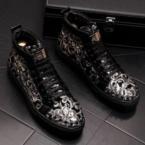 NEW Men Fashion Casual Ankle Boots Spring Autumn Rivets Luxury Brand High Top Sneakers Male High Top Punk Style Shoes
