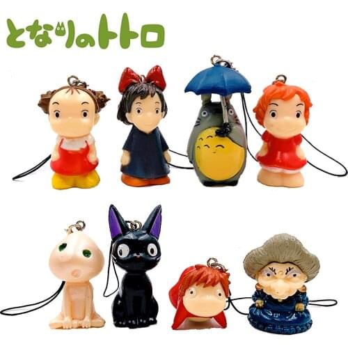 Catoon Totoro Spirited Away Ponyo Howl Kikis Delivery Service Princess Monon Action Figure Doll Keychain Mobile Phone Ornaments
