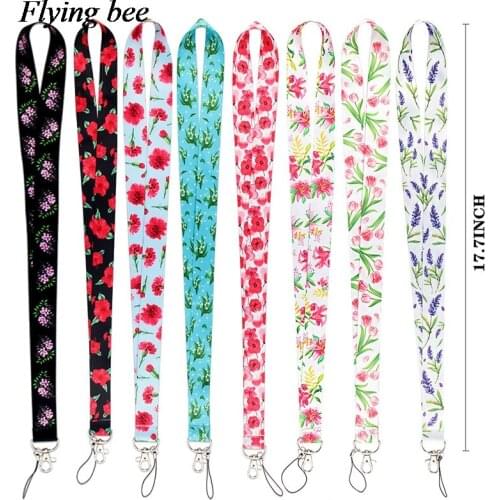 Flyingbee Flower Series Keychain Floral Phone Lanyard Women Fashion Strap Neck Lanyards for ID Card Phone Keys X1020