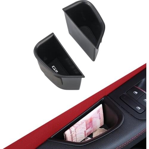 Black Front Row Door Side Storage Box With no-slip mat Handle Armrest Container Fits for Alfa Romeo Giulia Sedan 2017 2018 2019