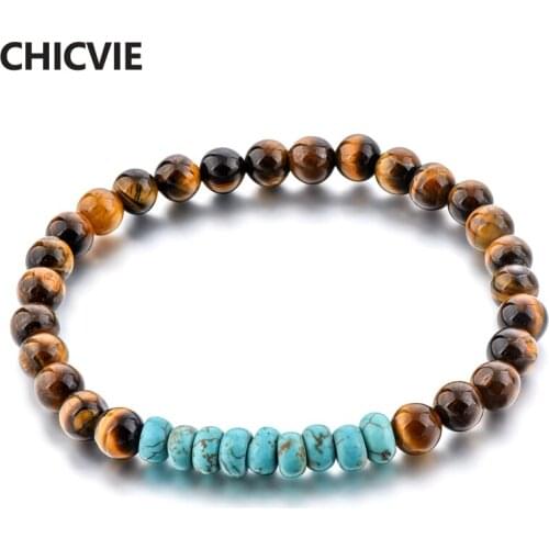 CHICVIE Green Charms tiger eye Natural Stone Custom Bracelets & Bangles Beads For Women Jewelry Making gifts Bracelets SBR180067