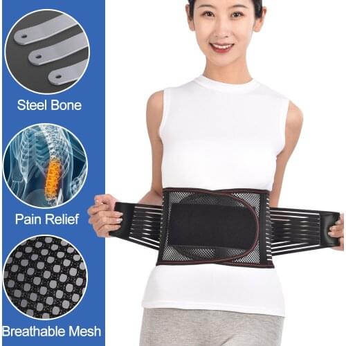 Double Elastic Band Steel Bone Back Brace Lumbar Orthopedic Protection Waist Support Herniated Disc Sciatica Injury Muscle Belt