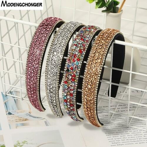 1PC Bohemia Crystal Beaded Hair Band Fashion Headwear For Girl Women Handmade Hair Accessories Pearl Rhinestone Crystal Headband