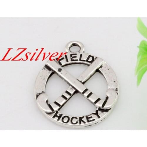 Hot Sale ! 100pcs Zinc Alloy Single-sided Field Hockey Charm 19x23mm DIY Jewelry A-451