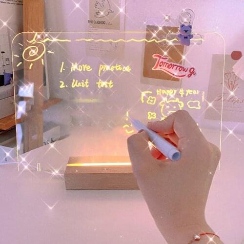 Hot Erasable Transparent Message Board Clear Writing Board Acrylic Message Board With Base Set Desk Decoration Home furnishings