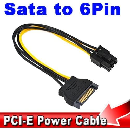 Kebidumei SATA Power Cable 15 Pin To 6 Pin PCI-E PCI Express Power Cable PSU Power Converter Adapter Video Card Power Cable cord